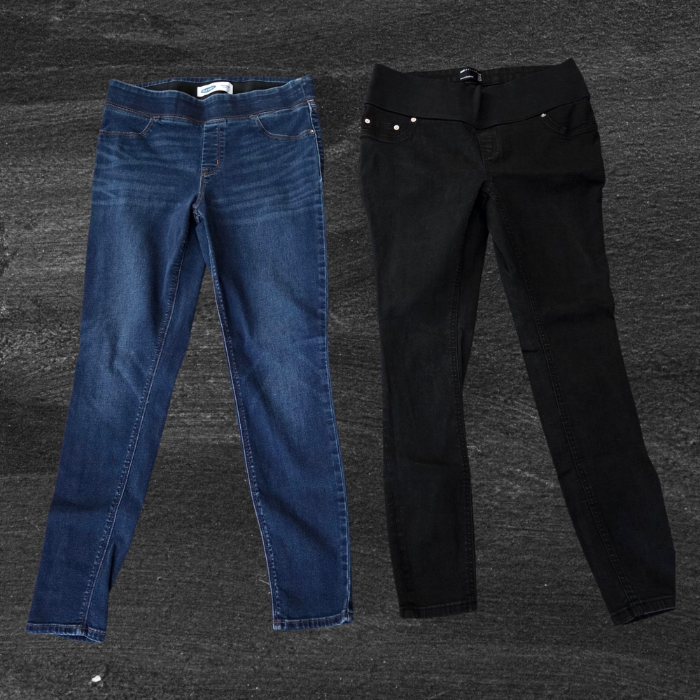 Women's Blue and Black Jeans